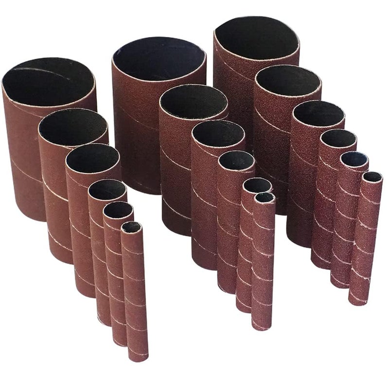 abrasticle 18 Pack Spindle Sander Sleeves, Sanding Sleeves for Oscillating Sander, 80 150 240 Assorted Grit Sandpaper, 4-1/2" Length, 1/2",3/4",1",1-1/2", 2", 3" Diameter - Image 1