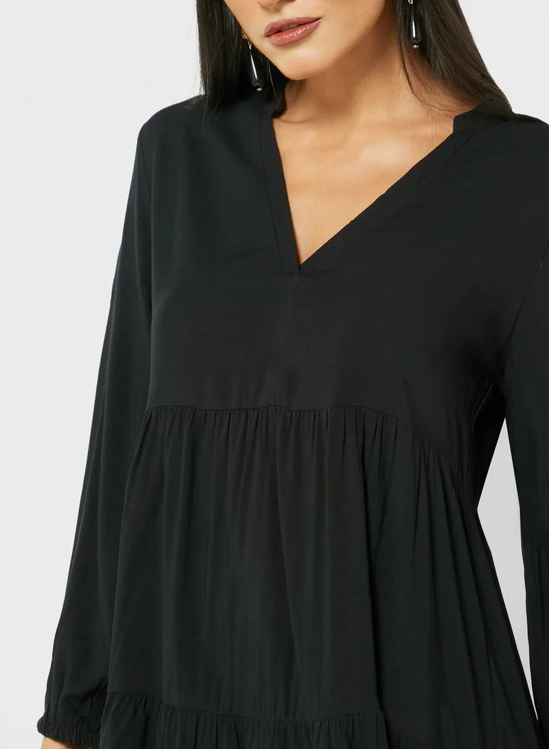 ONLY Balloon Sleeve Tiered Dress