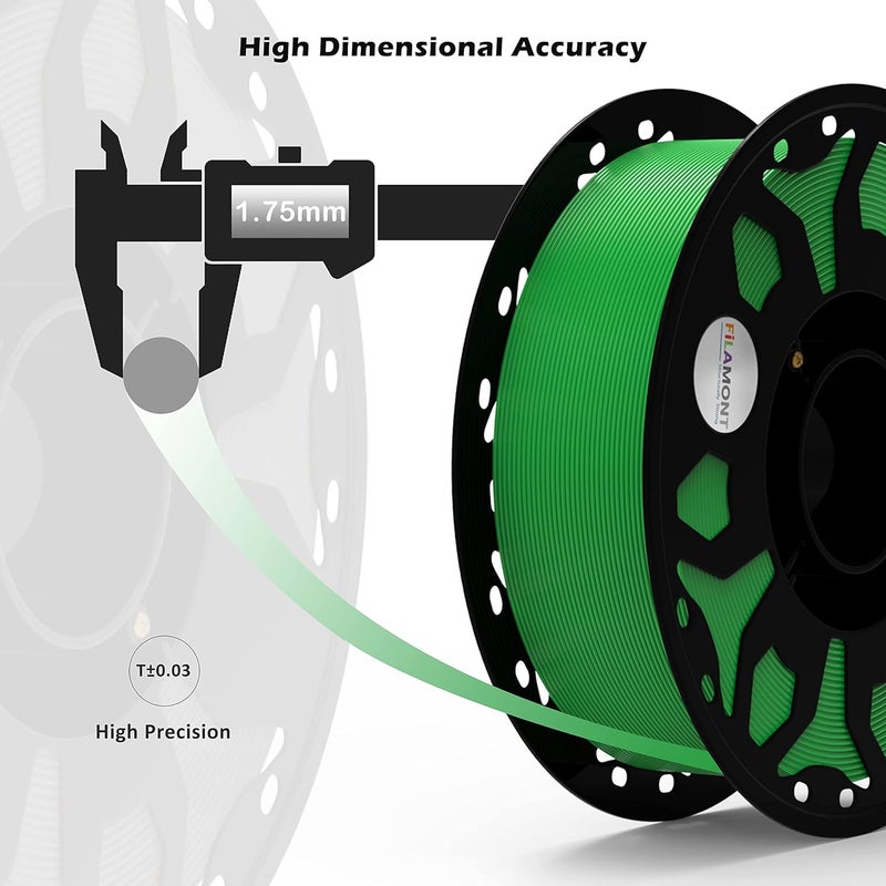 Protomont TECHNOLOGIES فيلا مونت 1.75 مم خيوط طباعة ثلاثية الأبعاد PLA بريميوم بلس متوافقة مع معظم طابعات FDM (أخضر تفاحي) - Image 3