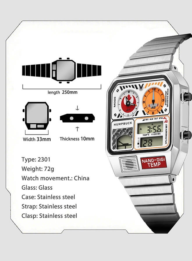 HUMPBUCK Men's Watches Sport Watch with 1/1000 Second Chronograph LED Light Classic Design Dual Time Wristwatch - Image 4