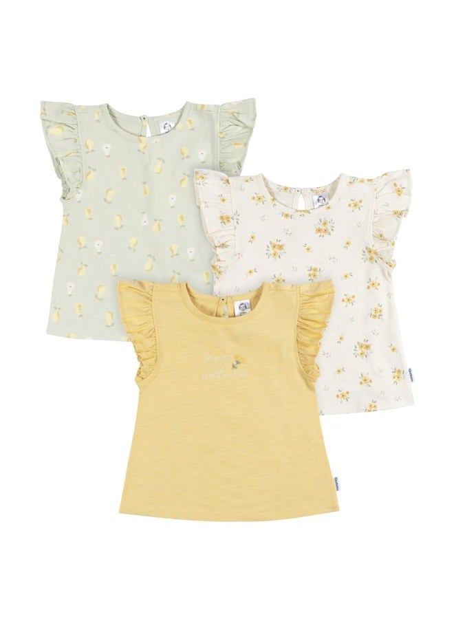 Gerber Baby Girl's Toddler 3-Pack Short Sleeve Tees, Love Nature - Image 1