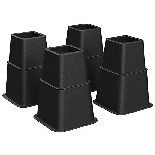 SONGMICS SONGMICS Bed Risers 4Pack Furniture Risers Heavy Duty Bed Lifts in Heights of 3 5 or 8 Inches Lifts up to 1300 lb for Sofa Table Legs Extenders Black UCDG001B01