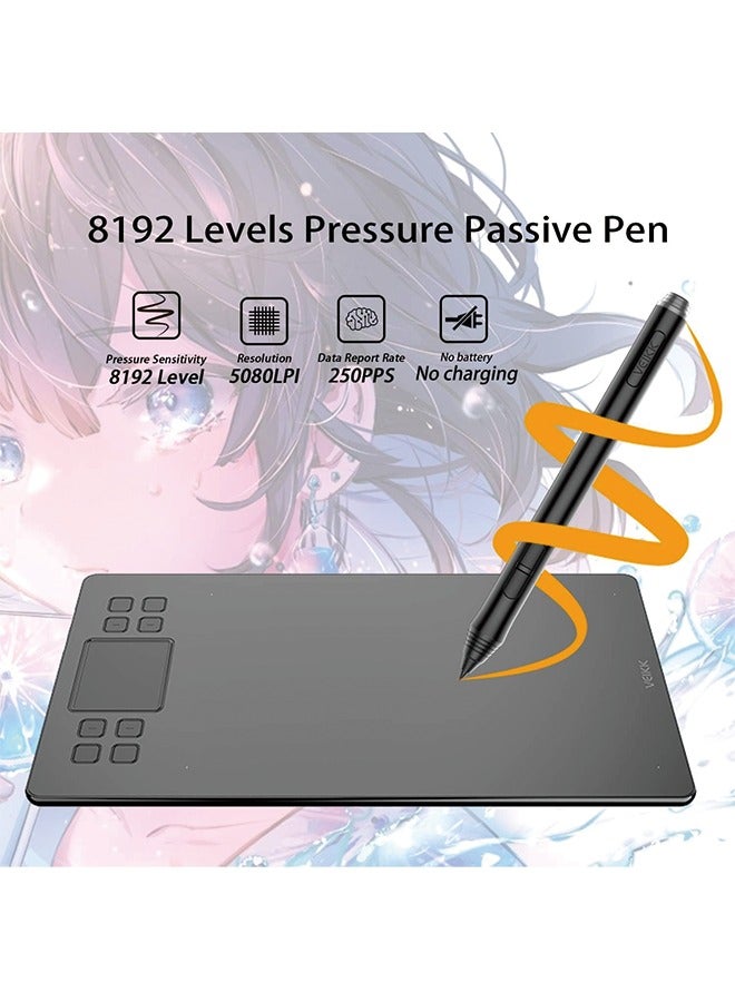 Veikk Drawing Tablet VEIKK A50 Graphics Pen Tablet 10x6 inch Active Area,with Smart Gesture Touch and 8 Express Keys,8192 Levels Battery Free Pen,Support Tilt Function Work for MAC Wins and Android/Linux - Image 4