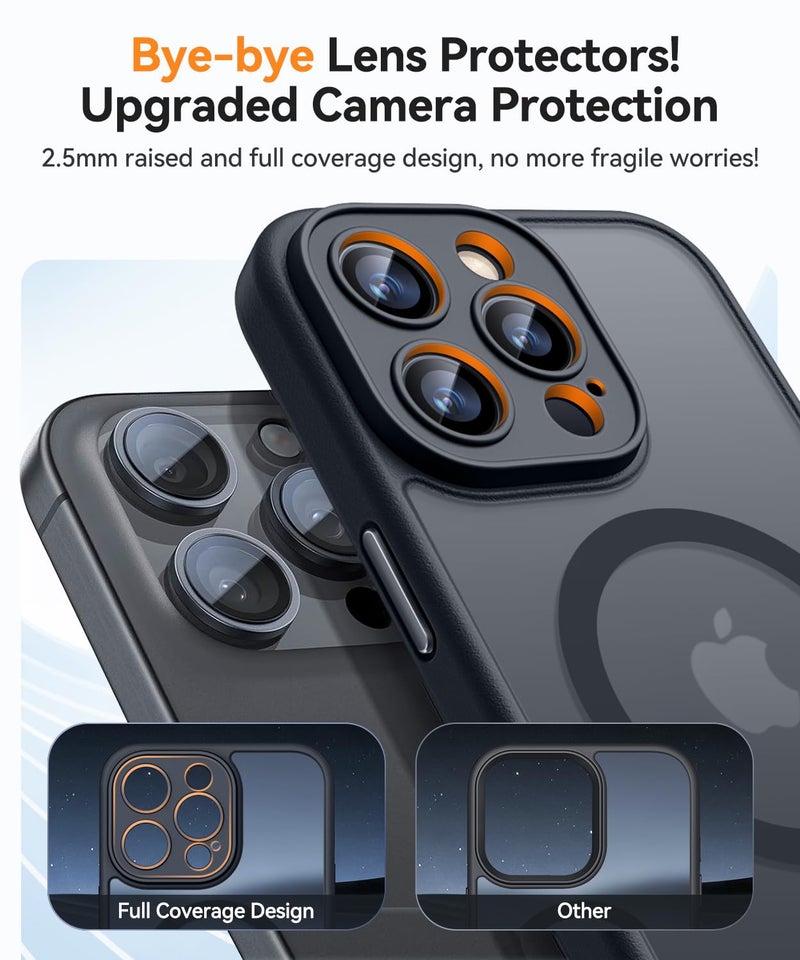 CANSHN Magnetic Compatible with iPhone 14 Pro Max Case, Upgraded [Full Camera Protection] [Compatible with Magsafe] [Translucent Matte] Shockproof Protective Phone Case Cover 6.7 Inch - Black - Image 3