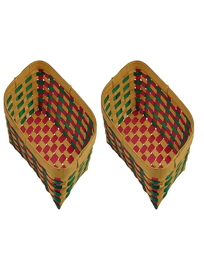 HM SERVICES Bamboo Storage Basket (Brown, Pack of 2) - Image 1
