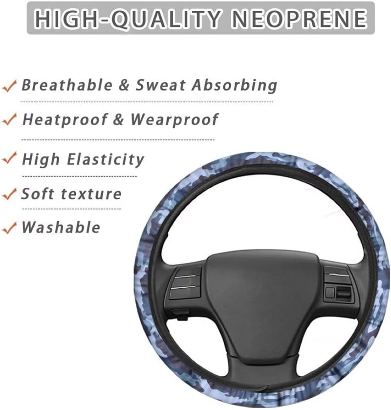 Car Steering Wheel Cover for Women and Men,Non-Slip Breathable Steering Wheel,Universal 14.5"-15" Fit for Cars and SUVs(Blue and Navy) - Image 4