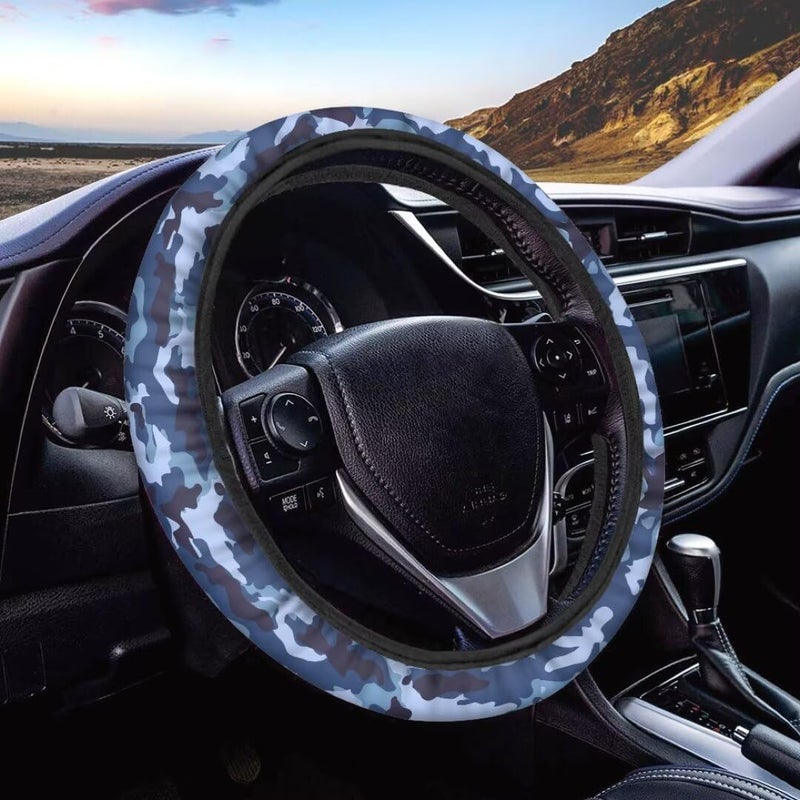 Car Steering Wheel Cover for Women and Men,Non-Slip Breathable Steering Wheel,Universal 14.5"-15" Fit for Cars and SUVs(Blue and Navy) - Image 1