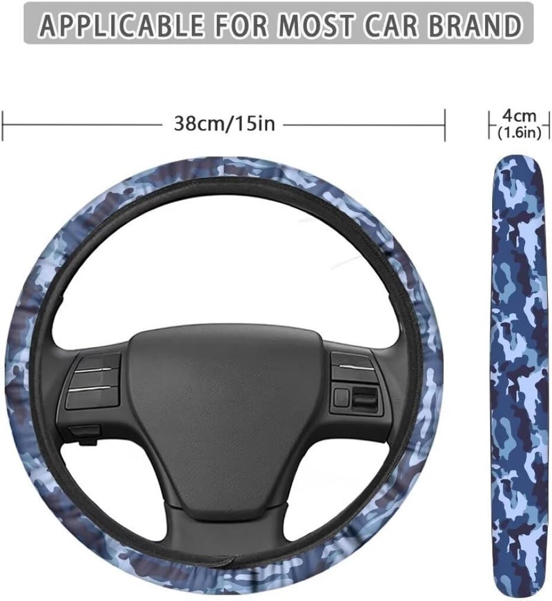 Car Steering Wheel Cover for Women and Men,Non-Slip Breathable Steering Wheel,Universal 14.5"-15" Fit for Cars and SUVs(Blue and Navy) - Image 5