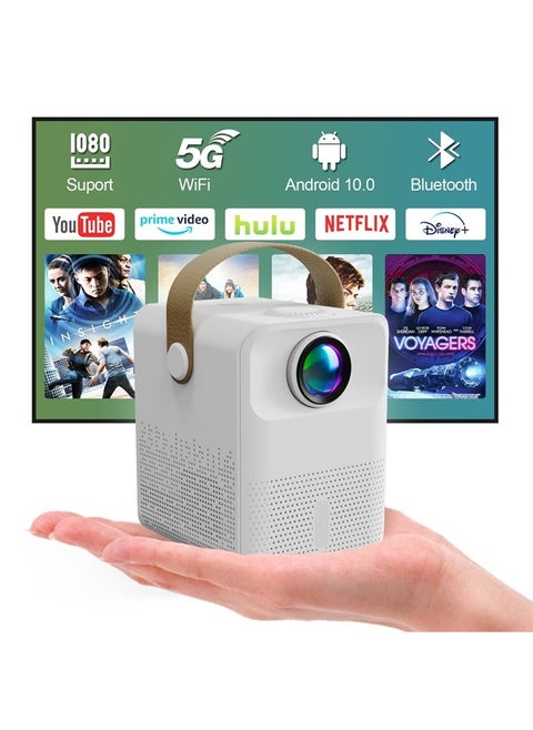 Mini Portable Projector with 5G WiFi & Bluetooth, Android 10.0 OS Home Video Projector 1080P Supported 150” Display & Zoom 5000 LED Lumen Outdoor Movie Compatible with Tablet/Phone/PC/TV Stick/PS5