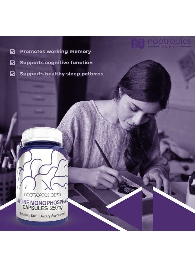 Nootropics Depot - Uridine Monophosphate Capsules ; Disodium Salt (60 Count) Cognitive Enhancer* ; Nootropic ; Choline Precursor - Image 1