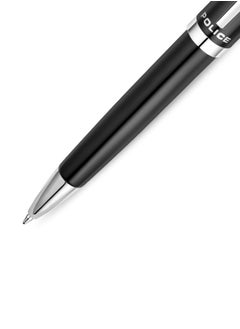 POLICE Batang Black Stainless Steel Twisted Closure Pen with Silver Trims and Blue Ink  - Image 3