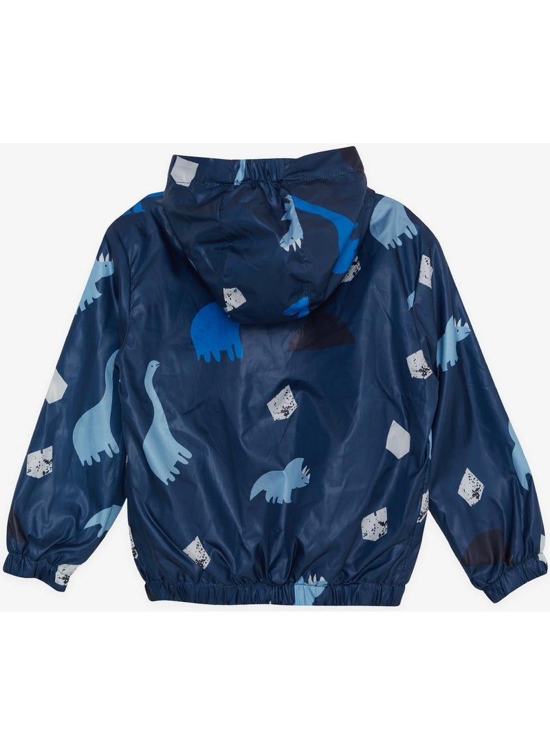 Breeze GİRLS & BOYS Boy's Raincoat Dinosaur Patterned 1-5 Years, Dark Blue  - Image 3