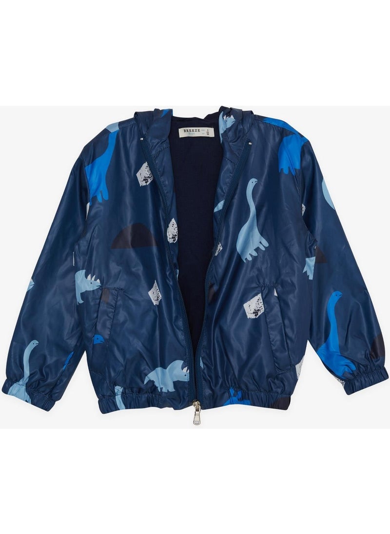 Breeze GİRLS & BOYS Boy's Raincoat Dinosaur Patterned 1-5 Years, Dark Blue  - Image 2