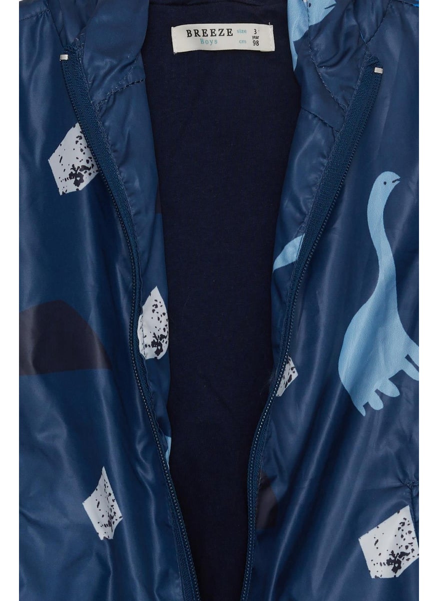 Breeze GİRLS & BOYS Boy's Raincoat Dinosaur Patterned 1-5 Years, Dark Blue  - Image 5