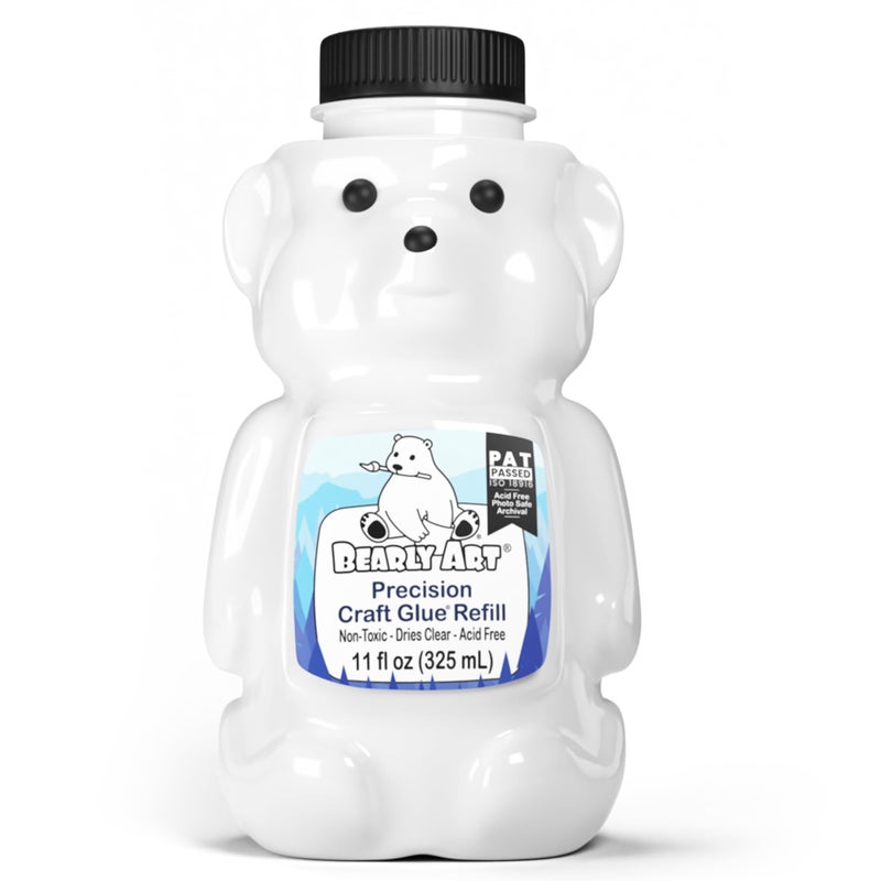 Bearly Art Precision Craft Glue 11fl oz Refill - Archival Acid Free - Dries Clear - Wrinkle Resistant - Flexible and Crack Resistant - Strong Hold Designed Tough - Made in USA - Image 1