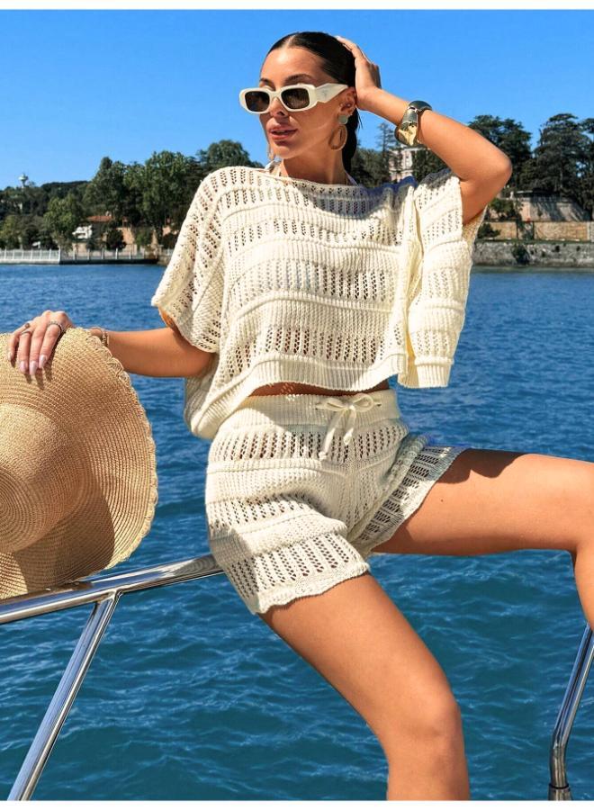 جينجر طقم شورت وبلوزة كروشيه للشاطئ - Image 5