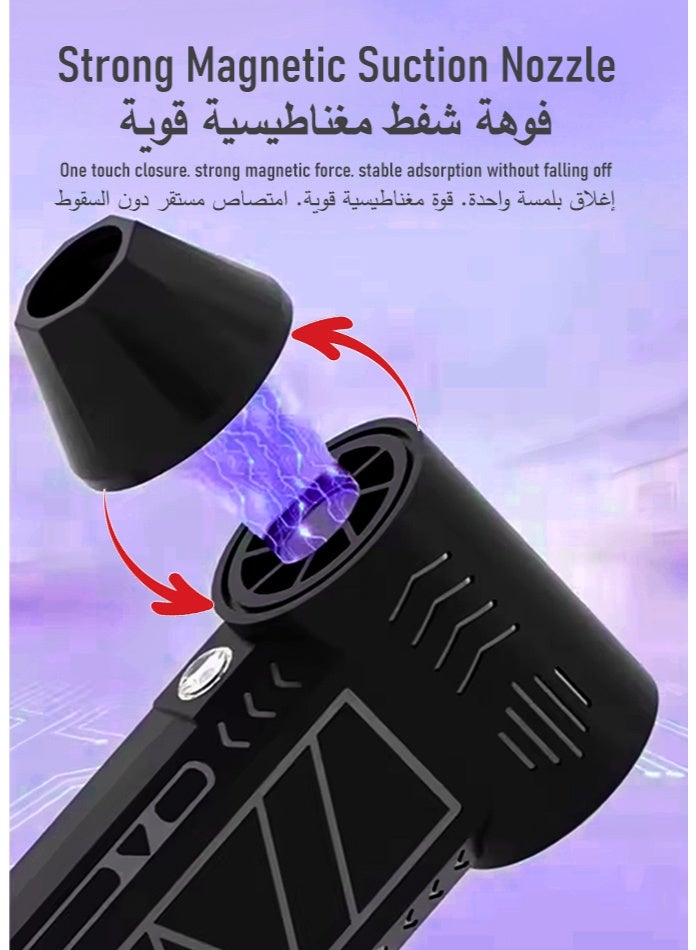 CLEAR TONE Electric Air Duster 130000 RPM Mini Jet Fan Cordless Rechargeable Air Blower with LED Light and 3 Speed Modes for Car Drying and PC Cleaning Brushless Motor - Image 4