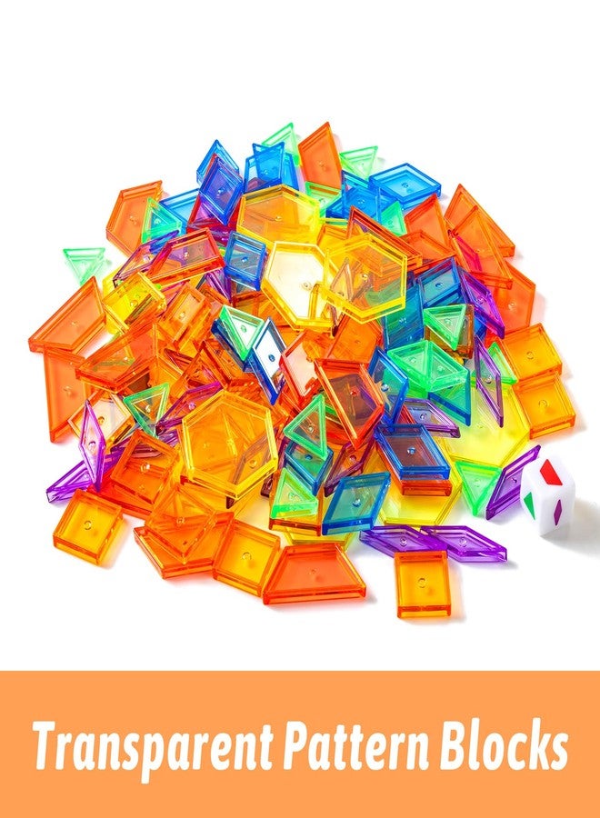 PreTrans 128 Pcs Translucent Pattern Blocks - Geometric Shapes for Light Table, Ideal Light Table Manipulatives and Accessories, Perfect for Exploring Colors and Shapes - Image 5