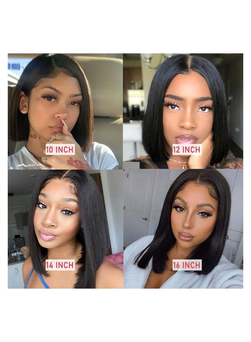 إستيل الدانتيل الجبهة بوب الباروكات شعر بشري البرازيلي شعر بشري قصير بوب الباروكات للمرأة الدانتيل إغلاق مستقيم الشعر المستعار اللون الطبيعي 13x4 أمامي بوب - Image 2