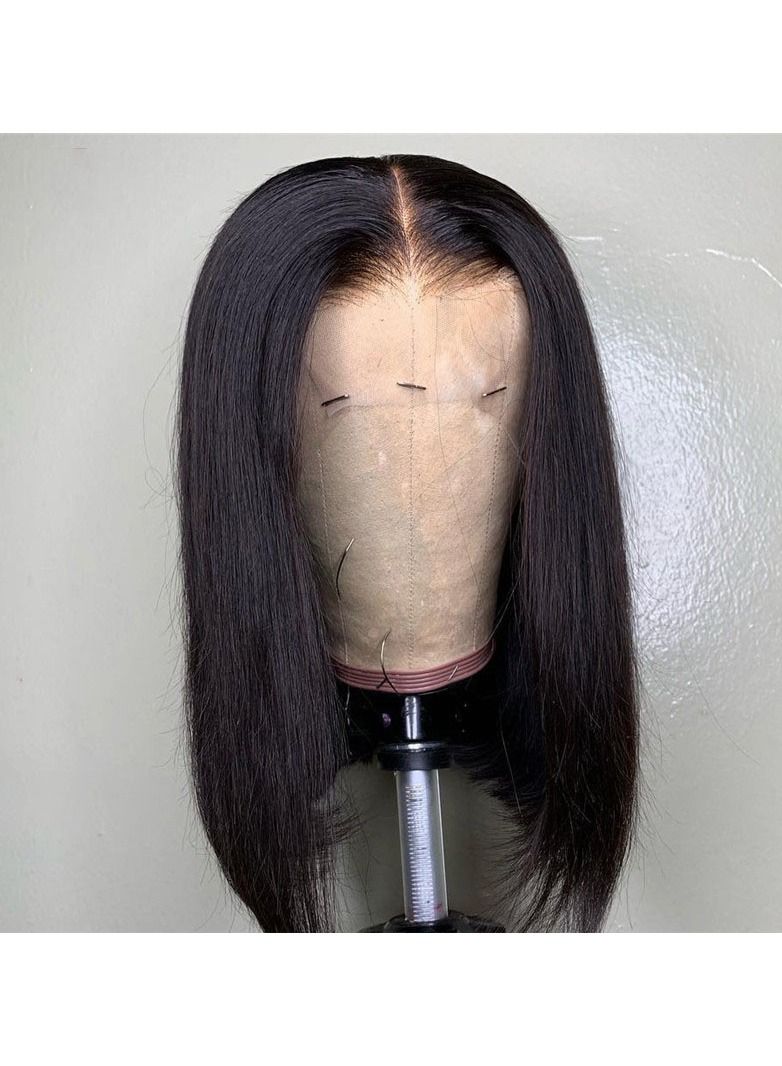 إستيل الدانتيل الجبهة بوب الباروكات شعر بشري البرازيلي شعر بشري قصير بوب الباروكات للمرأة الدانتيل إغلاق مستقيم الشعر المستعار اللون الطبيعي 13x4 أمامي بوب - Image 5