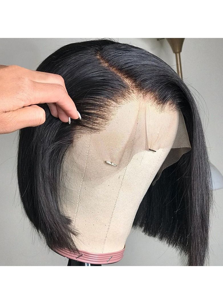 إستيل الدانتيل الجبهة بوب الباروكات شعر بشري البرازيلي شعر بشري قصير بوب الباروكات للمرأة الدانتيل إغلاق مستقيم الشعر المستعار اللون الطبيعي 13x4 أمامي بوب - Image 3