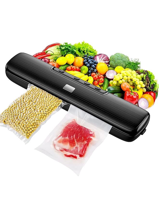 BLAZE For Food Saver - Food-Vacuum-Sealer Automatic Air Sealing System For Food Storage Dry And Wet Food Modes Compact Design 12.6 Inch With 15Pcs Seal Bags Starter Kit (Black) - Image 1
