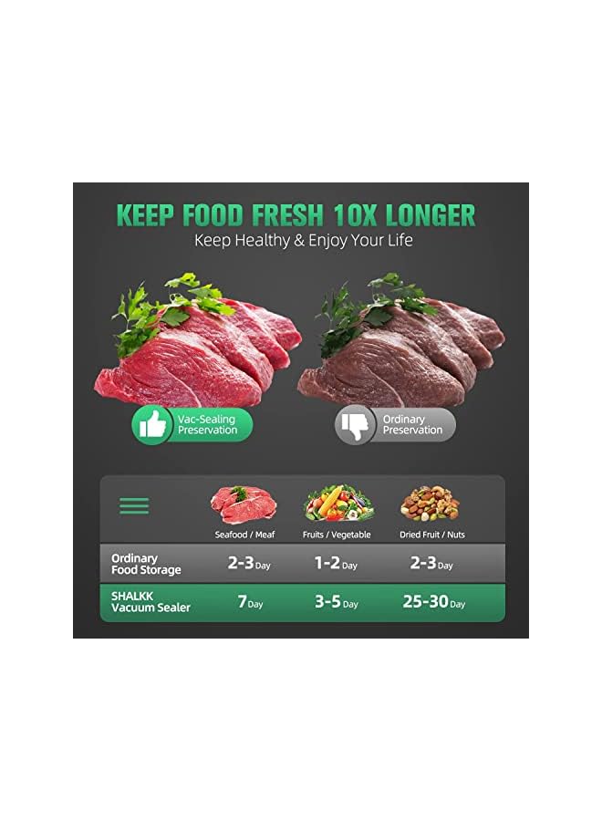 BLAZE For Food Saver - Food-Vacuum-Sealer Automatic Air Sealing System For Food Storage Dry And Wet Food Modes Compact Design 12.6 Inch With 15Pcs Seal Bags Starter Kit (Black) - Image 4