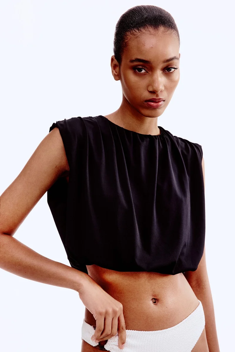 اتش اند ام Draped cropped top