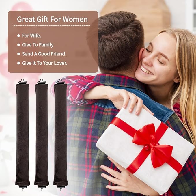 elook 3PCS Heatless Curlers High Resilience Hair Rollers Lazy Heatless Blowout Rods Soft Velvet Thick Flexi Rods with Hook Women Long DIY Hair Styling Tools Brown