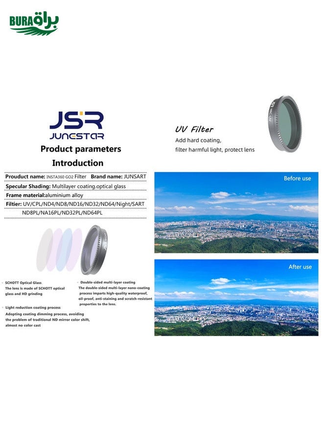 BURAQ - For Insta360 GO 2 / GO 3 JSR LS Series Camera Lens Filter, Filter:CPL - Image 1