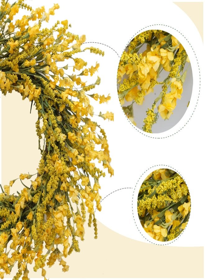 TEMPUS 20 Inch Yellow Flower String for Front Doors Wreath Spring and Summer Wreath for Indoor and Outdoor Decor Rustic and Farmhouse Style Home Decor（Yellow ） - Image 2