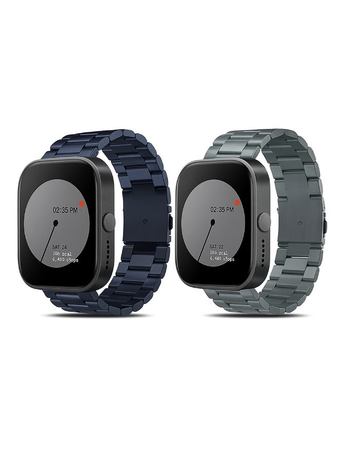 O Ozone (Pack of 2) O Ozone Metal Band Compatible with CMF by Nothing Watch Pro/Watch Pro 2 Watchband Bracelet, Stainless Steel Replacement Bracelet Wristband Wrist Strap Smart Watch Accessories for Men- Blue/Grey - Image 1