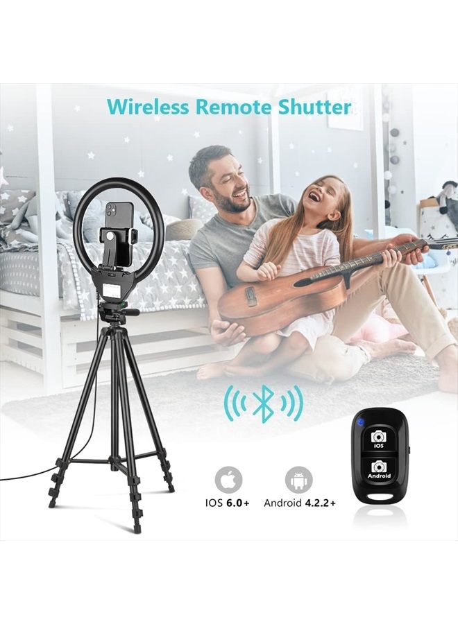 Sensyne إضاءة حلقة سينسين 10 بوصة مع حامل ثلاثي قابل للتمديد بطول 50 بوصة، أضواء دائرية LED مع حامل هاتف للبث المباشر/المكياج/فيديو يوتيوب/تيك توك، متوافقة مع جميع الهواتف - Image 2