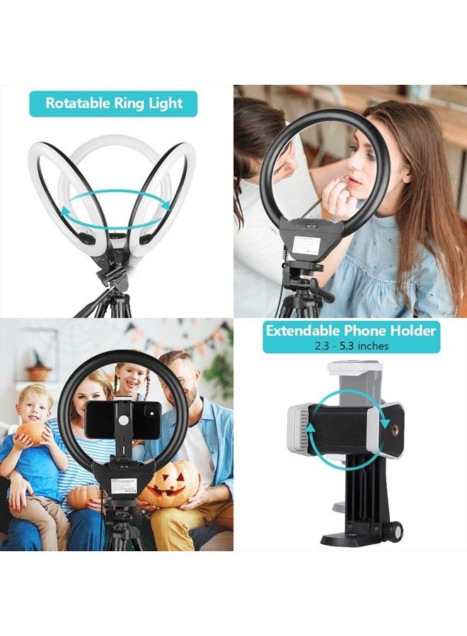 Sensyne إضاءة حلقة سينسين 10 بوصة مع حامل ثلاثي قابل للتمديد بطول 50 بوصة، أضواء دائرية LED مع حامل هاتف للبث المباشر/المكياج/فيديو يوتيوب/تيك توك، متوافقة مع جميع الهواتف - Image 5
