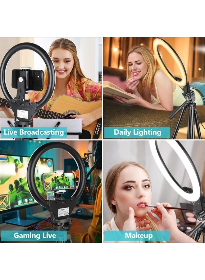 Sensyne إضاءة حلقة سينسين 10 بوصة مع حامل ثلاثي قابل للتمديد بطول 50 بوصة، أضواء دائرية LED مع حامل هاتف للبث المباشر/المكياج/فيديو يوتيوب/تيك توك، متوافقة مع جميع الهواتف - Image 3
