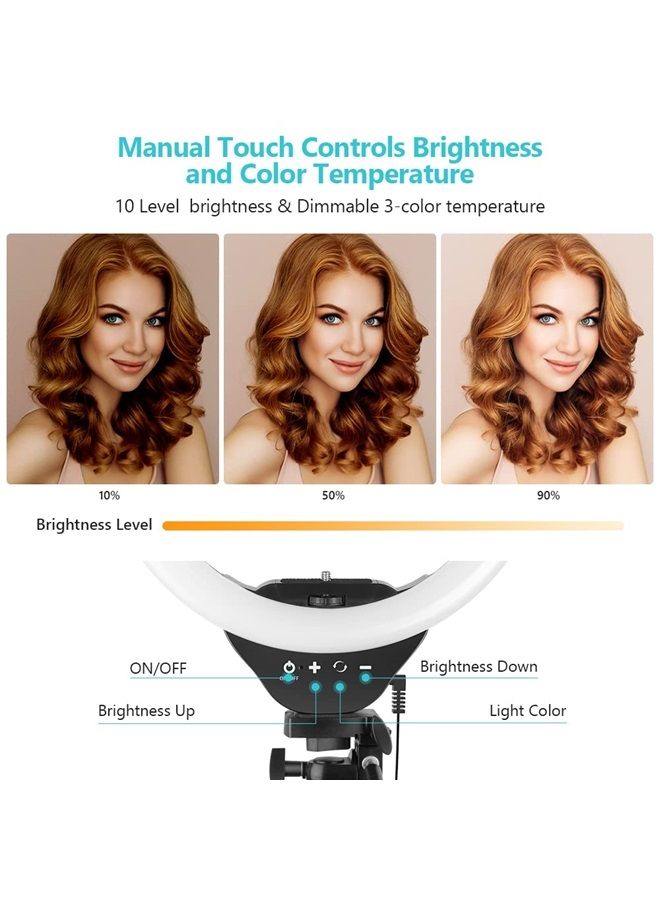 Sensyne إضاءة حلقة سينسين 10 بوصة مع حامل ثلاثي قابل للتمديد بطول 50 بوصة، أضواء دائرية LED مع حامل هاتف للبث المباشر/المكياج/فيديو يوتيوب/تيك توك، متوافقة مع جميع الهواتف - Image 4
