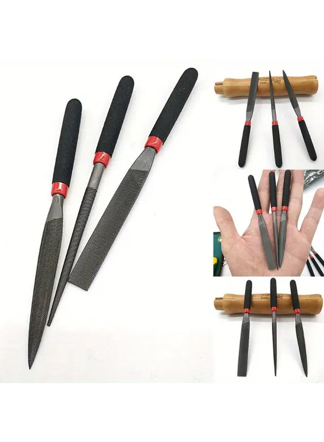 Mini Steel File 3 Piece Set for Stone Glass Metal Carving Flat File Handheld Manual Tool - Image 1