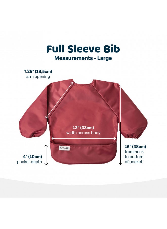 Tiny Twinkle Tiny Twinkle Mess Proof Baby Bib, 2 Pack Long Sleeve Bib Outfit, Waterproof Bibs for Toddlers, Machine Washable, Tug Proof (Rose Burgundy, Large 2-4 Years)  - Image 3
