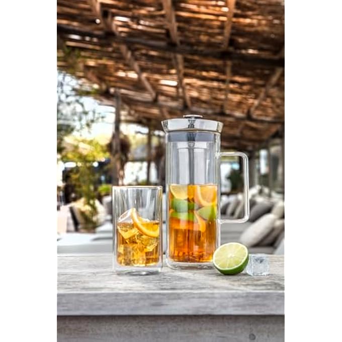 bredemeijer DoubleWalled Iced Tea Carafe 10 Litre Glass Teapot With Stainless Steel Tea Filter For Hot And Cold Drinks - Image 3
