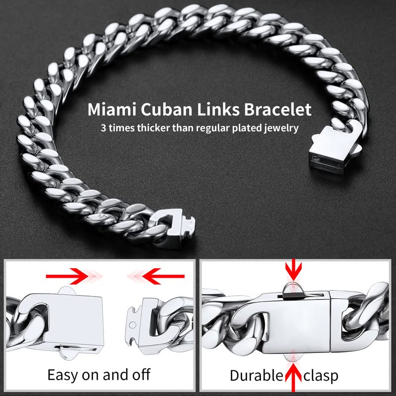 ChainsHouse Stainless Steel Chain Bracelet for Men 7mm 21cm Cuban Bracelet Man Bangle Xmas Gift - Image 4