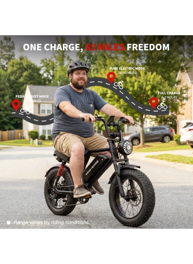 Wind Horse V8 Mini Electric Bike 750W Motor (1255W Peak Power) – 48V 15.6Ah Battery, 50KM/H Speed, 60KM Range, Bluetooth Speaker, Artificial Engine Sound, Dual Disc Brakes - Image 2