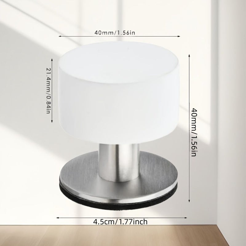 1pc Robust Self Adhesive Rubber Door Stopper With Stainless Steel Base Sound Dampening Wall Guard Bumper For Home Office - Image 3