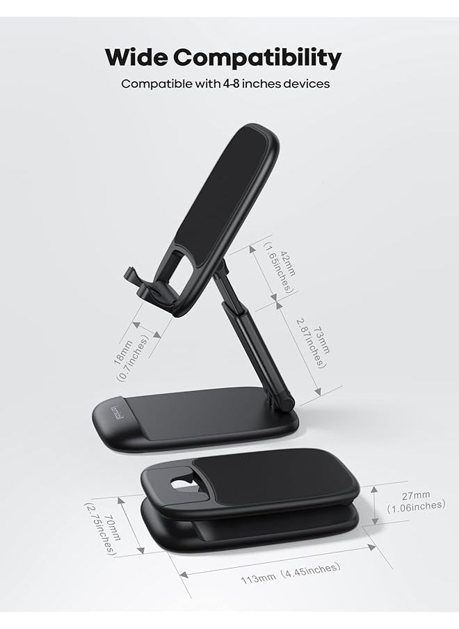 Lamicall - Foldable Phone Stand For Desk Height Adjustable Cell Phone Holder Portable Cellphone Cradle Desktop Dock Compatible With Iphone 16 15 14 13 12 11 Pro Max Mini Xr X 8 7 4 8 Inch Smartphone - Image 1