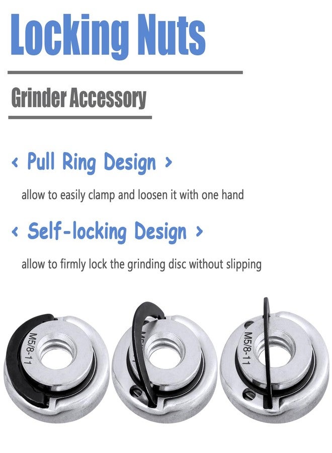Mesee 2 Pieces Quick Clamping Nuts 5/8"-11 Angle Grinder Fast Locking Retaining Flange Nut Quick Release Nut Replacement Parts Pressure Plate Fastener for Most Angle Grinder - Image 5