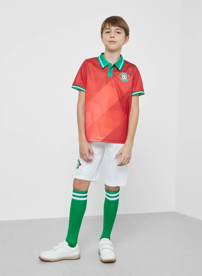 Styli Teens Morocco Jersey Polo T-Shirt and Shorts FIFA Football Set