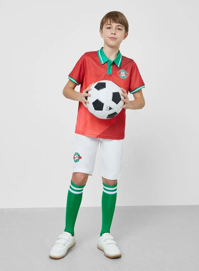 Styli Teens Morocco Jersey Polo T-Shirt and Shorts FIFA Football Set