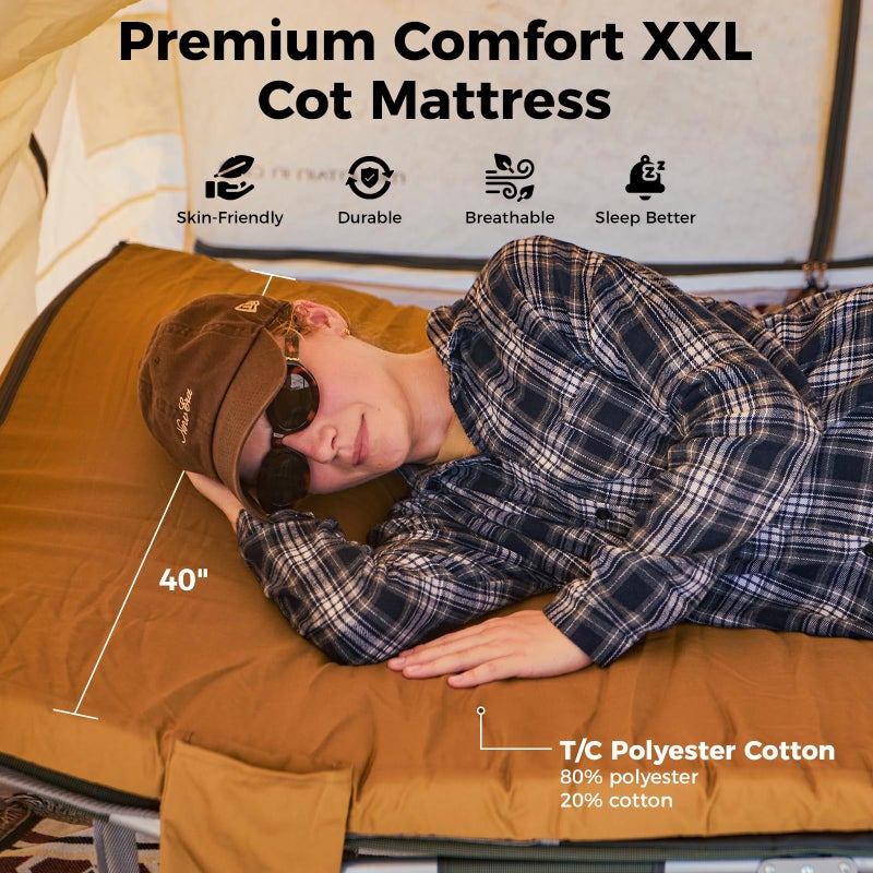 Kingcamp Comfort XXL Wide PU Foam Cot Mattress, Portable Roll Up Camping Mattress Sleeping Pad, Twin Sleeping Mat with Roll Helper for Cot Mat Travel Tuck Tent Floor Guest Sleepover - Image 3