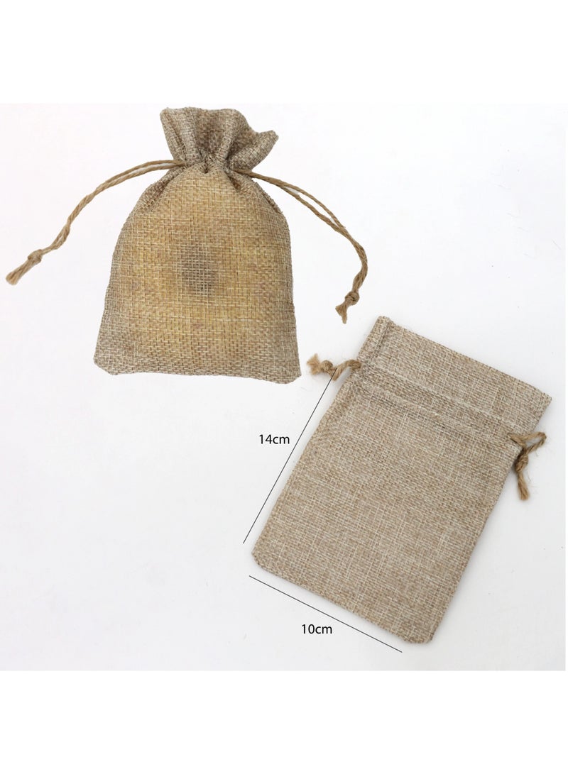 24 Piece Burlap Bags with Drawstring 14x10 Cm Brown
