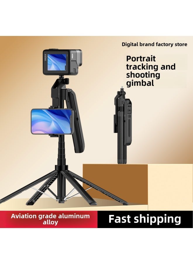 Generic - 1.8 M Mobile Phone Camera Stabilizer Handheld PTZ Camera Handheld Self-timer Stick Bluetooth Self-timer Tetrapod-Color:C12-round Double Light Black (aluminum Alloy) - Image 1