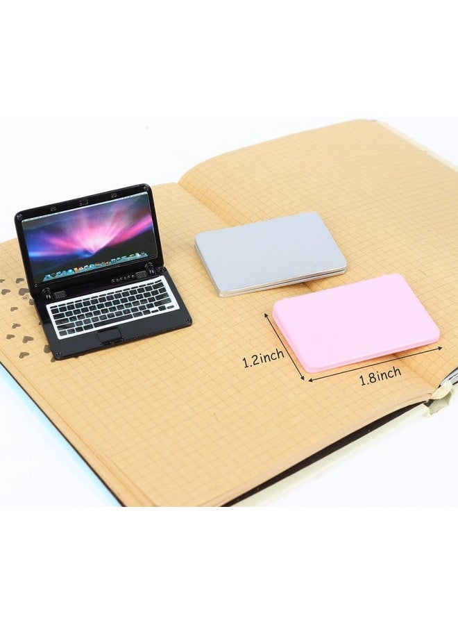 Haomian 3 Pcs Coforful 1:12 Mini Laptop Set Dollhouse Mini Laptop Scene Miniatures Computer Simulation Notebook Lap Dolls House Furniture Doll Accessories  - Image 3